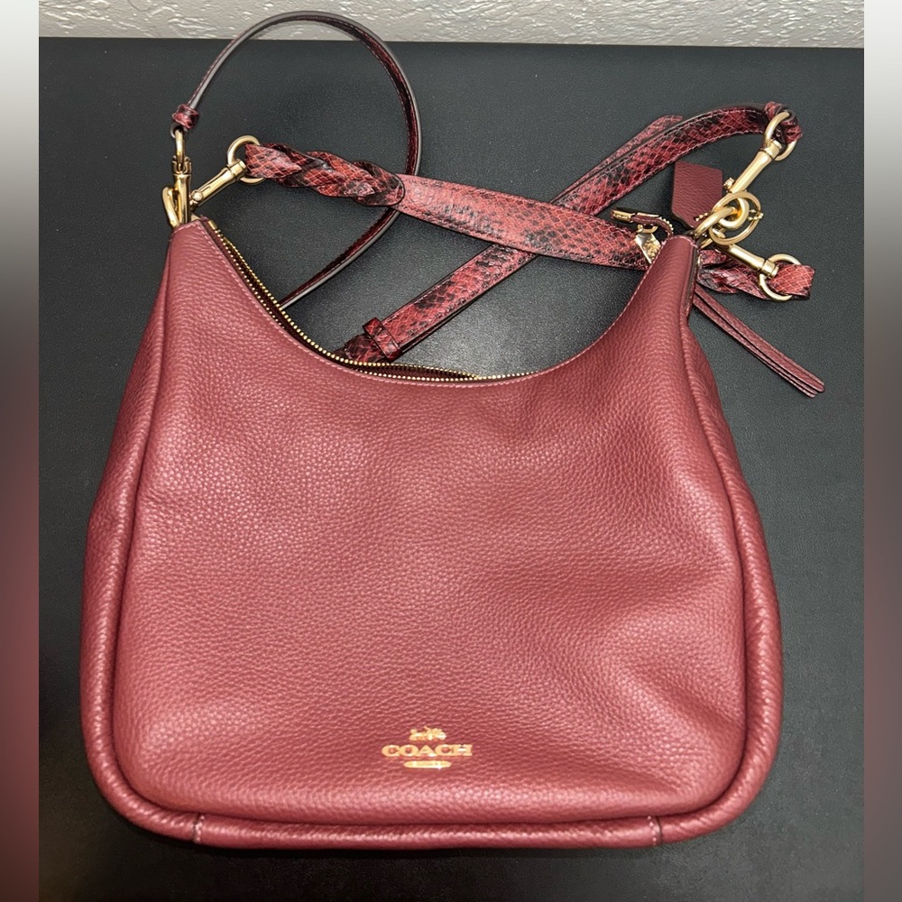 Coach Leather Hobo Bag with Python Strap